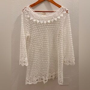 Flying Tomato White Crochet Lace Top